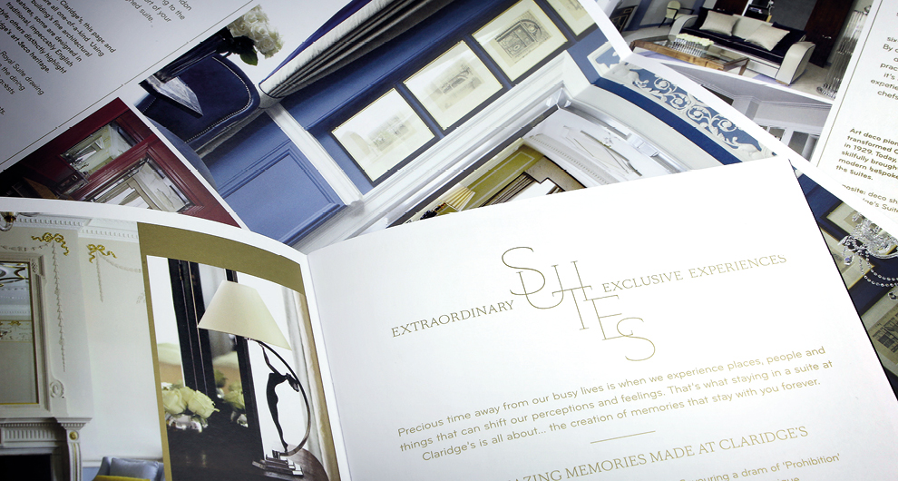 Brochure graphic design and production for Claridge's, London