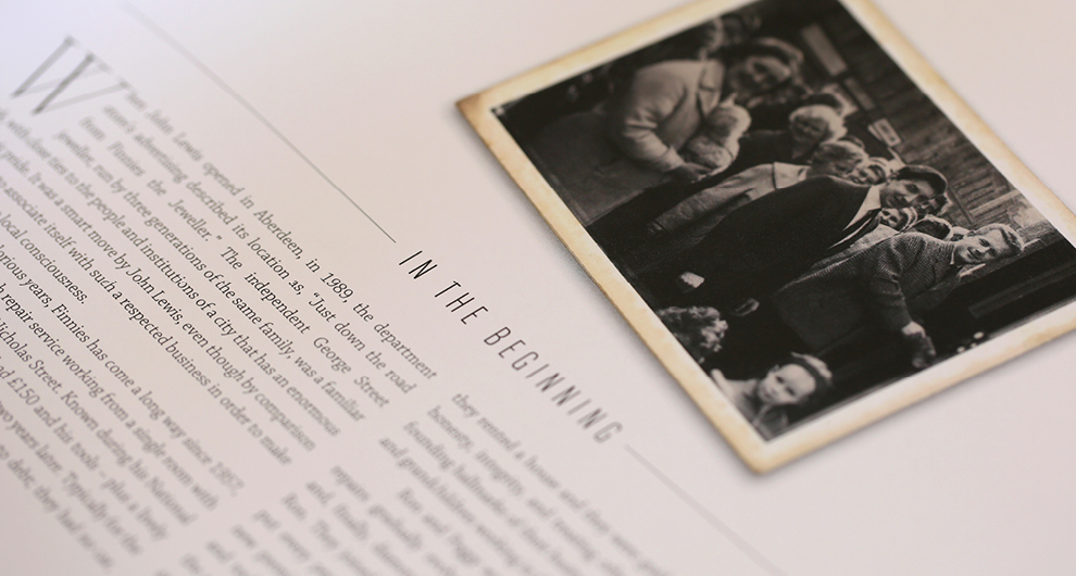 60th Anniversary brochure design and production for Finnies the Jeweller, Aberdeen