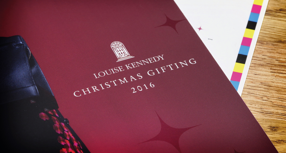 Christmas Gifting brochure graphic design for Louise Kennedy, Dublin