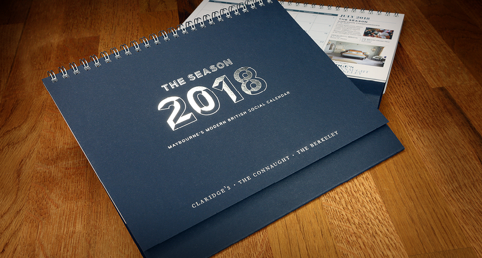 Bespoke luxury calendar design for the Maybourne Hotel Group, London (The Berkeley, The Connaught and Claridge’s)