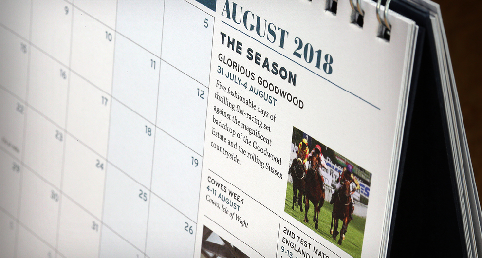 Bespoke 2018 desk calendar for The Maybourne Hotel Group, London Bespoke 2018 desk calendar for The Maybourne Hotel Group, London
