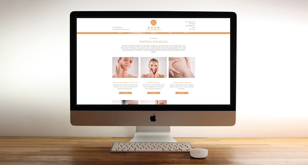 Corporate identity design, branding and bespoke website design for Prem Aesthetics, Sawbridgeworth Corporate identity design, branding and bespoke website design for Prem Aesthetics, Sawbridgeworth