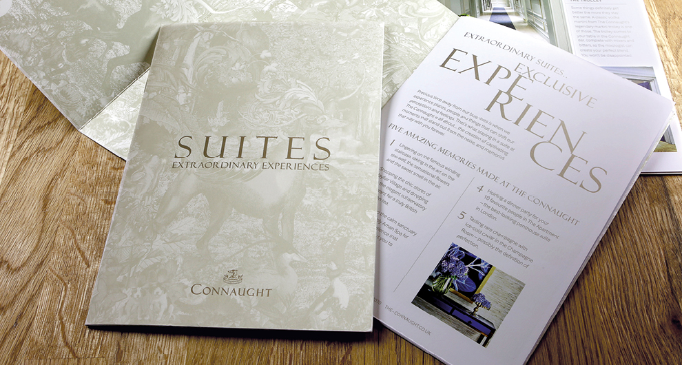 Brochure graphic design and production for The Connaught Hotel, London