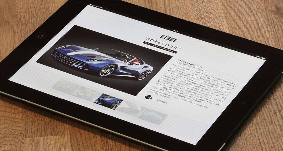 Interactive iPad app design and build for H.R. Owen Drive Magazine