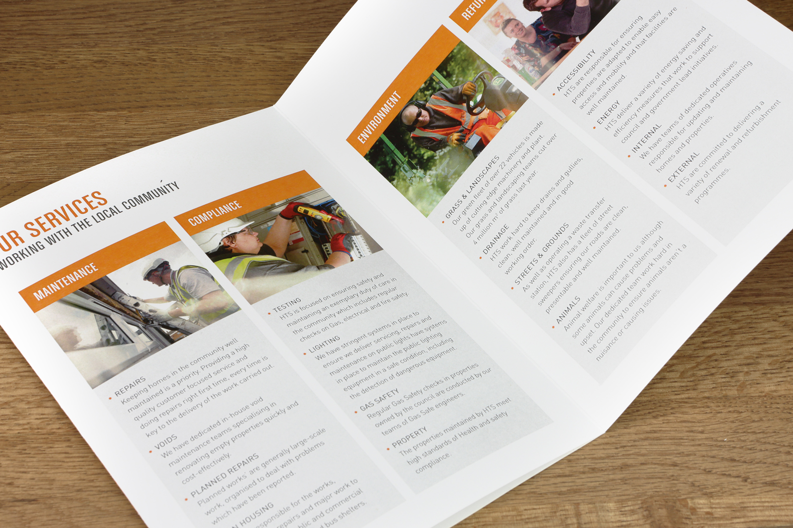 A5 leaflet design and production for HTS Group, in partnership with Magnificent Stuff, Harlow