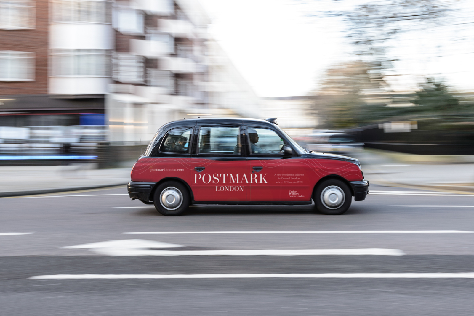 Signage marketing for Postmark London development (taxi wrap) 