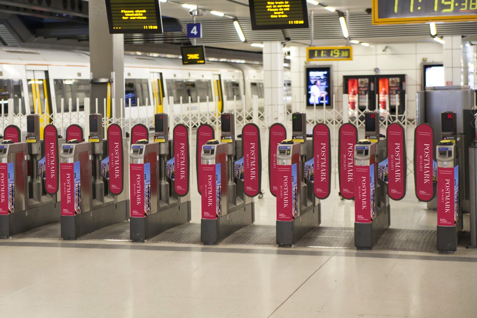 Signage marketing for Postmark London development (Tube Barrier gates) 