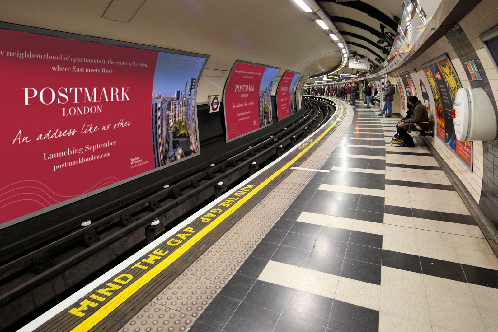 Signage marketing for Postmark London development (Tube tunnel banner) 