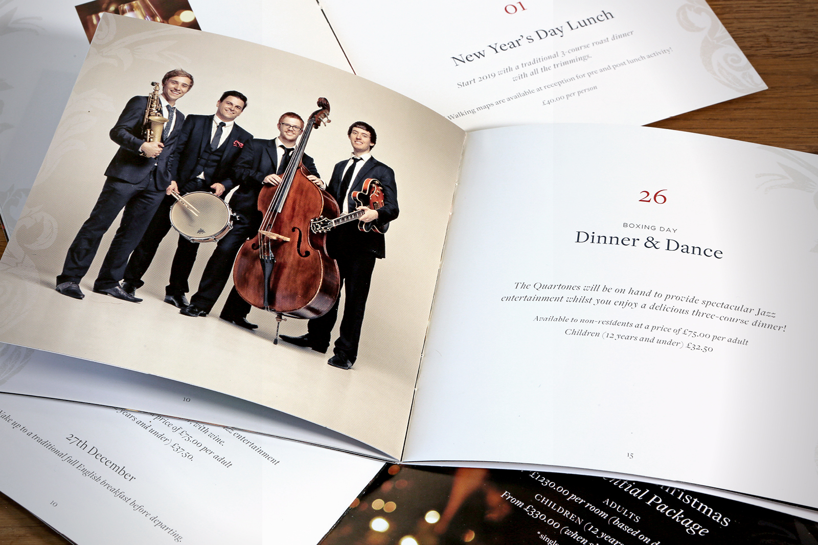 Christmas brochure graphic design & production for Down Hall, luxury country house hotel & spa located on the Hertfordshire and Essex border in Hatfield Heath. Christmas brochure graphic design & production for Down Hall, luxury country house hotel & spa located on the Hertfordshire and Essex border in Hatfield Heath.